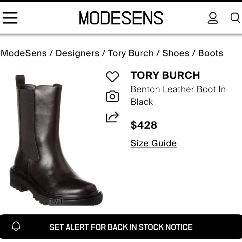 TORY BURCH REVOLVE Black Mid-Calf Leather Boots - Picture 15 of 15